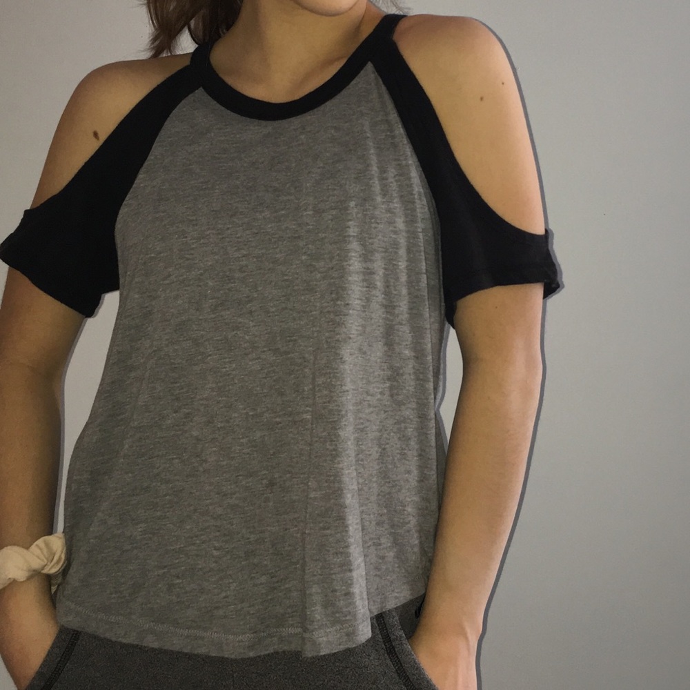 gray off the shoulder top